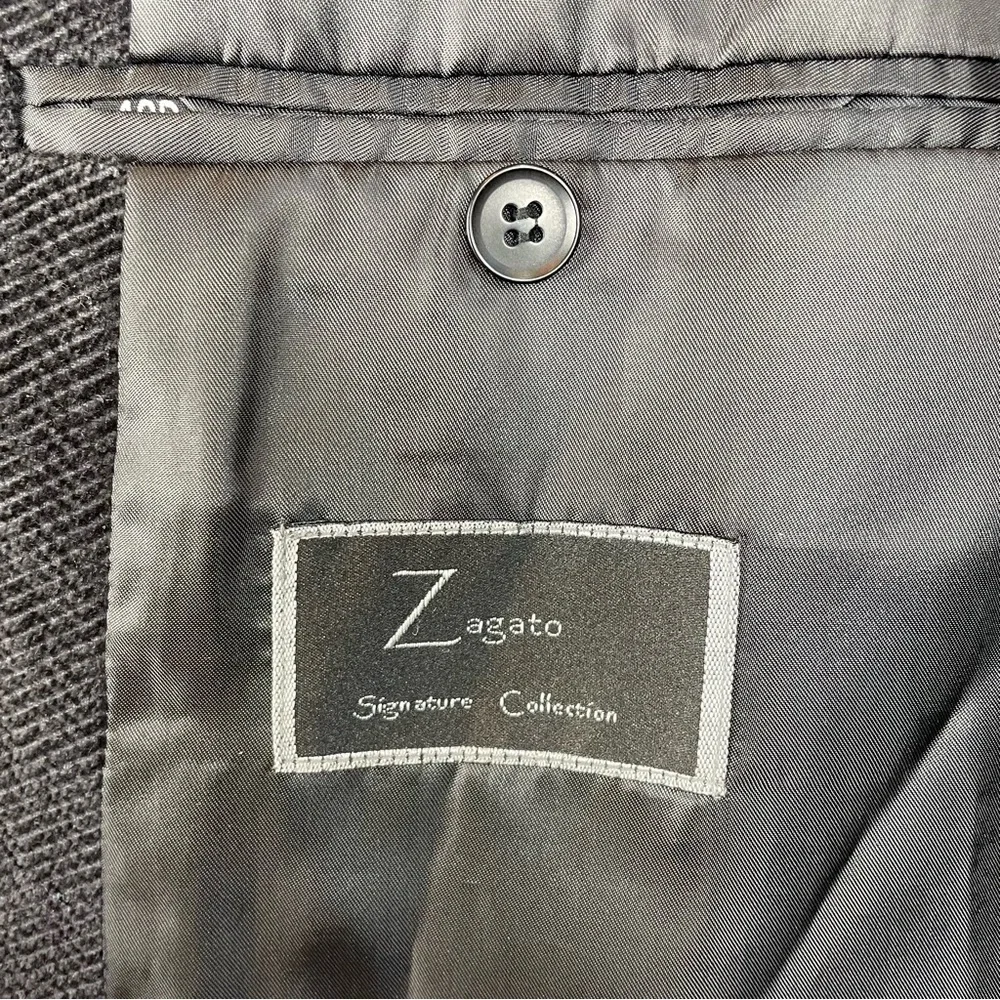 EUC Zagato Blazer Sports Coat Jacket Charcoal Black Size 46R
